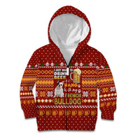 Drink Beer With French Bulldog Christmas Kid Hoodie Xmas Holiday Patterns - Wonder Print Shop
