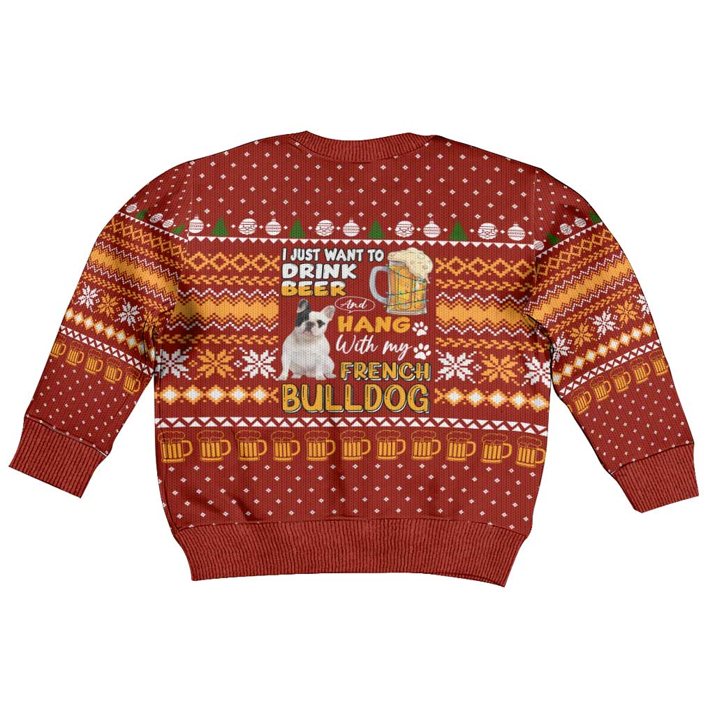 Drink Beer With French Bulldog Christmas Kid Ugly Christmas Sweater Xmas Holiday Patterns - Wonder Print Shop