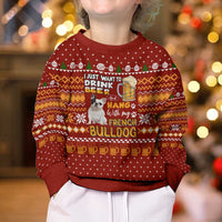 Drink Beer With French Bulldog Christmas Kid Ugly Christmas Sweater Xmas Holiday Patterns - Wonder Print Shop
