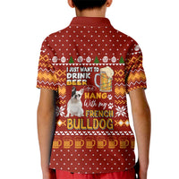 Drink Beer With French Bulldog Christmas Kid Polo Shirt Xmas Holiday Patterns - Wonder Print Shop
