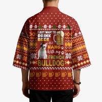 Drink Beer With French Bulldog Christmas Kimono Xmas Holiday Patterns - Wonder Print Shop