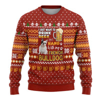 Drink Beer With French Bulldog Christmas Ugly Christmas Sweater Xmas Holiday Patterns - Wonder Print Shop