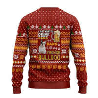 Drink Beer With French Bulldog Christmas Ugly Christmas Sweater Xmas Holiday Patterns - Wonder Print Shop