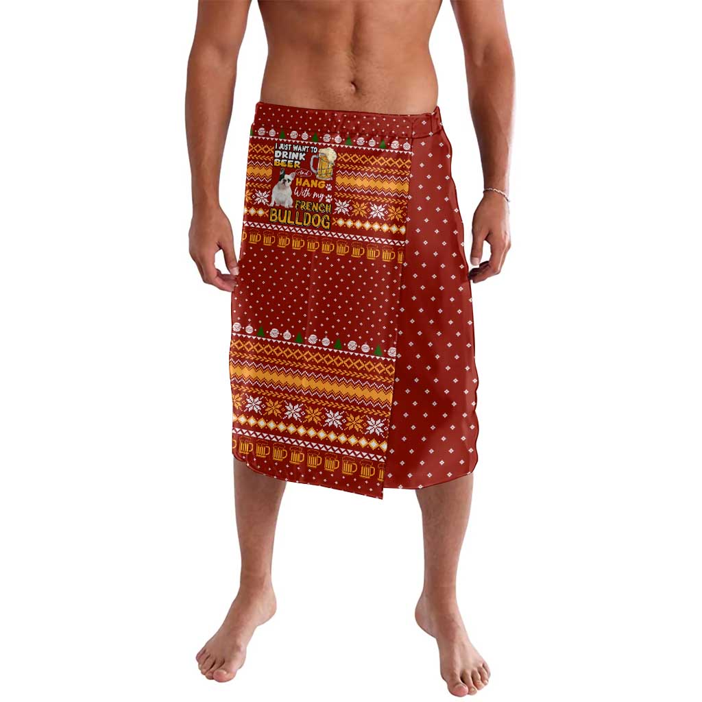Drink Beer With French Bulldog Christmas Lavalava Xmas Holiday Patterns - Wonder Print Shop