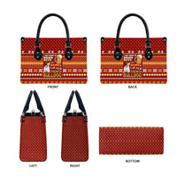Drink Beer With French Bulldog Christmas Leather Bag Xmas Holiday Patterns - Wonder Print Shop