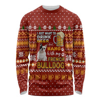 Drink Beer With French Bulldog Christmas Long Sleeve Shirt Xmas Holiday Patterns - Wonder Print Shop