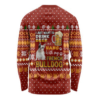 Drink Beer With French Bulldog Christmas Long Sleeve Shirt Xmas Holiday Patterns - Wonder Print Shop