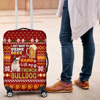Drink Beer With French Bulldog Christmas Luggage Cover Xmas Holiday Patterns - Wonder Print Shop