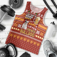 Drink Beer With French Bulldog Christmas Men Tank Top Xmas Holiday Patterns - Wonder Print Shop