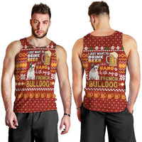Drink Beer With French Bulldog Christmas Men Tank Top Xmas Holiday Patterns - Wonder Print Shop