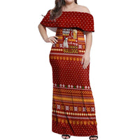 Drink Beer With French Bulldog Christmas Off Shoulder Maxi Dress Xmas Holiday Patterns - Wonder Print Shop