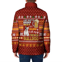 Drink Beer With French Bulldog Christmas Padded Jacket Xmas Holiday Patterns - Wonder Print Shop