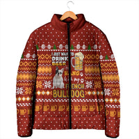 Drink Beer With French Bulldog Christmas Padded Jacket Xmas Holiday Patterns - Wonder Print Shop
