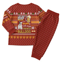 Drink Beer With French Bulldog Christmas Pajama Set Xmas Holiday Patterns - Wonder Print Shop
