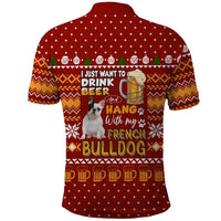 Drink Beer With French Bulldog Christmas Polo Shirt Xmas Holiday Patterns - Wonder Print Shop