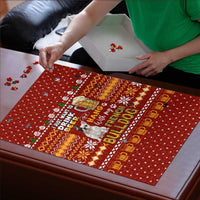 Drink Beer With French Bulldog Christmas Puzzle Xmas Holiday Patterns - Wonder Print Shop