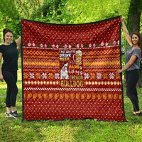 Drink Beer With French Bulldog Christmas Quilt Xmas Holiday Patterns - Wonder Print Shop