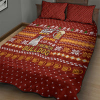 Drink Beer With French Bulldog Christmas Quilt Bed Set Xmas Holiday Patterns - Wonder Print Shop