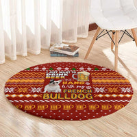 Drink Beer With French Bulldog Christmas Round Carpet Xmas Holiday Patterns - Wonder Print Shop