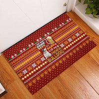 Drink Beer With French Bulldog Christmas Rubber Doormat Xmas Holiday Patterns - Wonder Print Shop