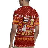 Drink Beer With French Bulldog Christmas Rugby Jersey Xmas Holiday Patterns - Wonder Print Shop