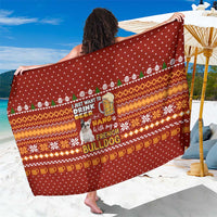 Drink Beer With French Bulldog Christmas Sarong Xmas Holiday Patterns - Wonder Print Shop