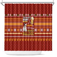 Drink Beer With French Bulldog Christmas Shower Curtain Xmas Holiday Patterns - Wonder Print Shop