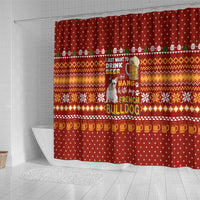 Drink Beer With French Bulldog Christmas Shower Curtain Xmas Holiday Patterns - Wonder Print Shop