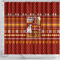 Drink Beer With French Bulldog Christmas Shower Curtain Xmas Holiday Patterns - Wonder Print Shop