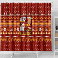 Drink Beer With French Bulldog Christmas Shower Curtain Xmas Holiday Patterns - Wonder Print Shop