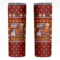 Drink Beer With French Bulldog Christmas Skinny Tumbler Xmas Holiday Patterns - Wonder Print Shop