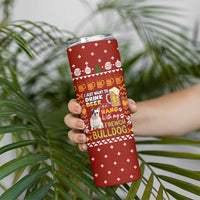 Drink Beer With French Bulldog Christmas Skinny Tumbler Xmas Holiday Patterns - Wonder Print Shop