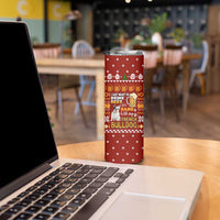 Drink Beer With French Bulldog Christmas Skinny Tumbler Xmas Holiday Patterns - Wonder Print Shop