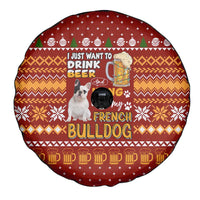 Drink Beer With French Bulldog Christmas Spare Tire Cover Xmas Holiday Patterns - Wonder Print Shop