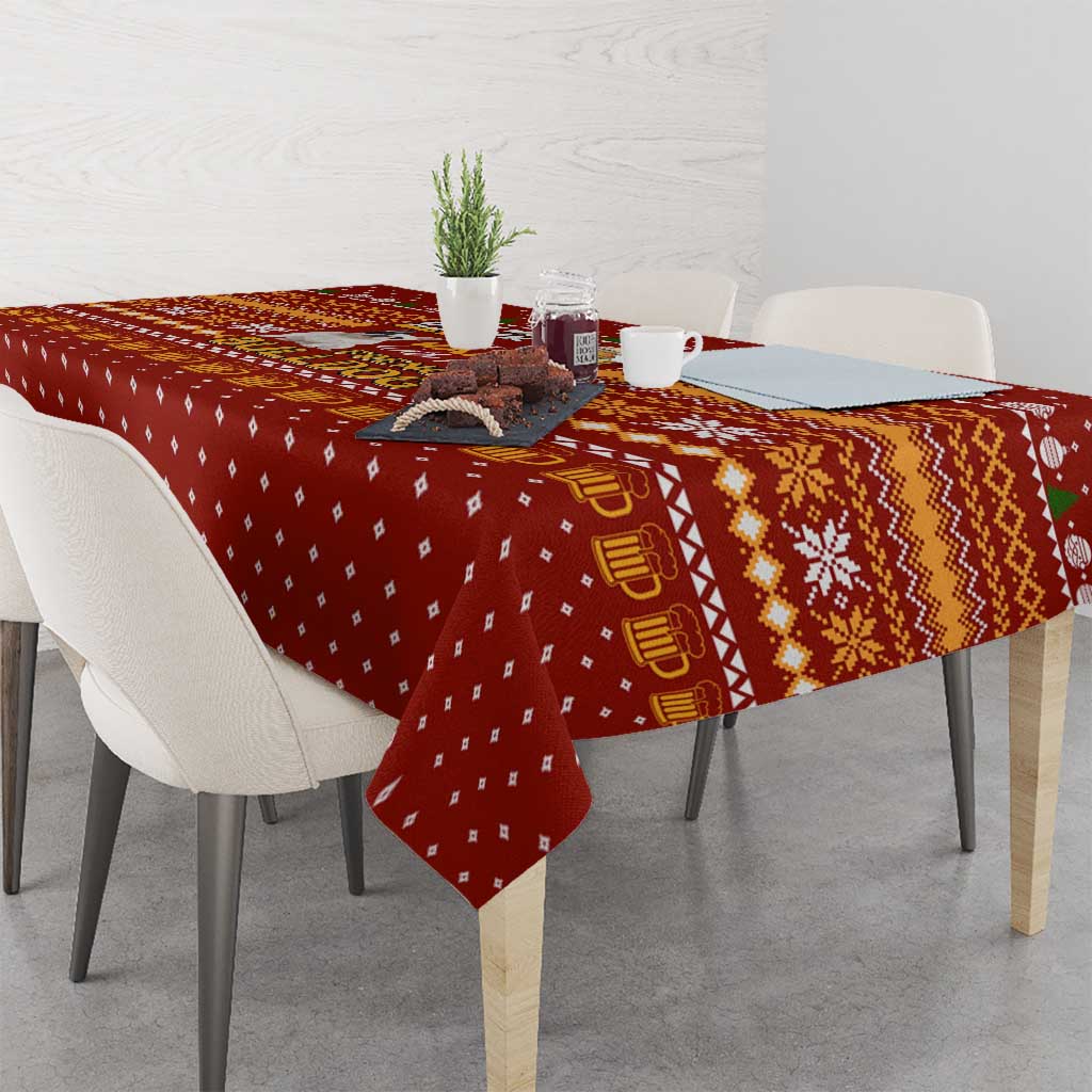 Drink Beer With French Bulldog Christmas Tablecloth Xmas Holiday Patterns - Wonder Print Shop