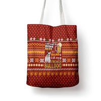 Drink Beer With French Bulldog Christmas Tote Bag Xmas Holiday Patterns - Wonder Print Shop