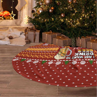 Drink Beer With French Bulldog Christmas Tree Skirt Xmas Holiday Patterns - Wonder Print Shop