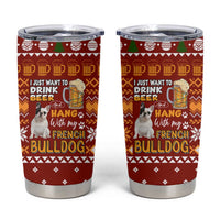 Drink Beer With French Bulldog Christmas Tumbler Cup Xmas Holiday Patterns - Wonder Print Shop