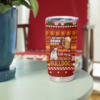 Drink Beer With French Bulldog Christmas Tumbler Cup Xmas Holiday Patterns - Wonder Print Shop