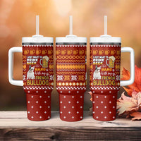 Drink Beer With French Bulldog Christmas Tumbler With Handle Xmas Holiday Patterns - Wonder Print Shop