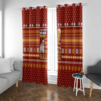 Drink Beer With French Bulldog Christmas Window Curtain Xmas Holiday Patterns - Wonder Print Shop