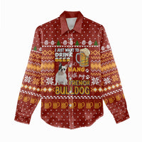 Drink Beer With French Bulldog Christmas Women Casual Shirt Xmas Holiday Patterns - Wonder Print Shop