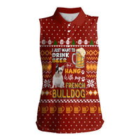 Drink Beer With French Bulldog Christmas Women Sleeveless Polo Shirt Xmas Holiday Patterns - Wonder Print Shop