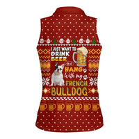 Drink Beer With French Bulldog Christmas Women Sleeveless Polo Shirt Xmas Holiday Patterns - Wonder Print Shop