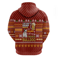 Drink Beer With French Bulldog Christmas Zip Hoodie Xmas Holiday Patterns - Wonder Print Shop