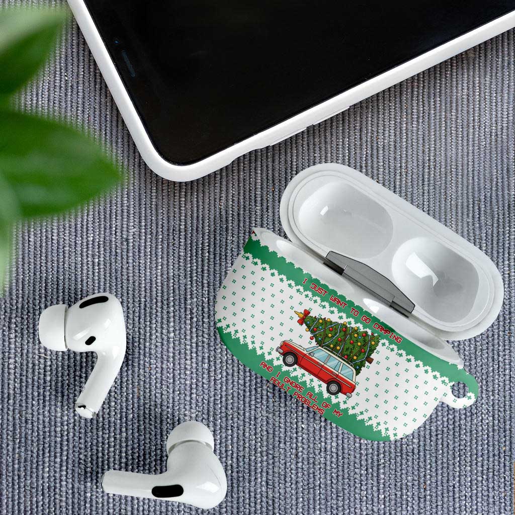 I Just Want To Camping Christmas AirPods Case Xmas Holiday Patterns - Wonder Print Shop