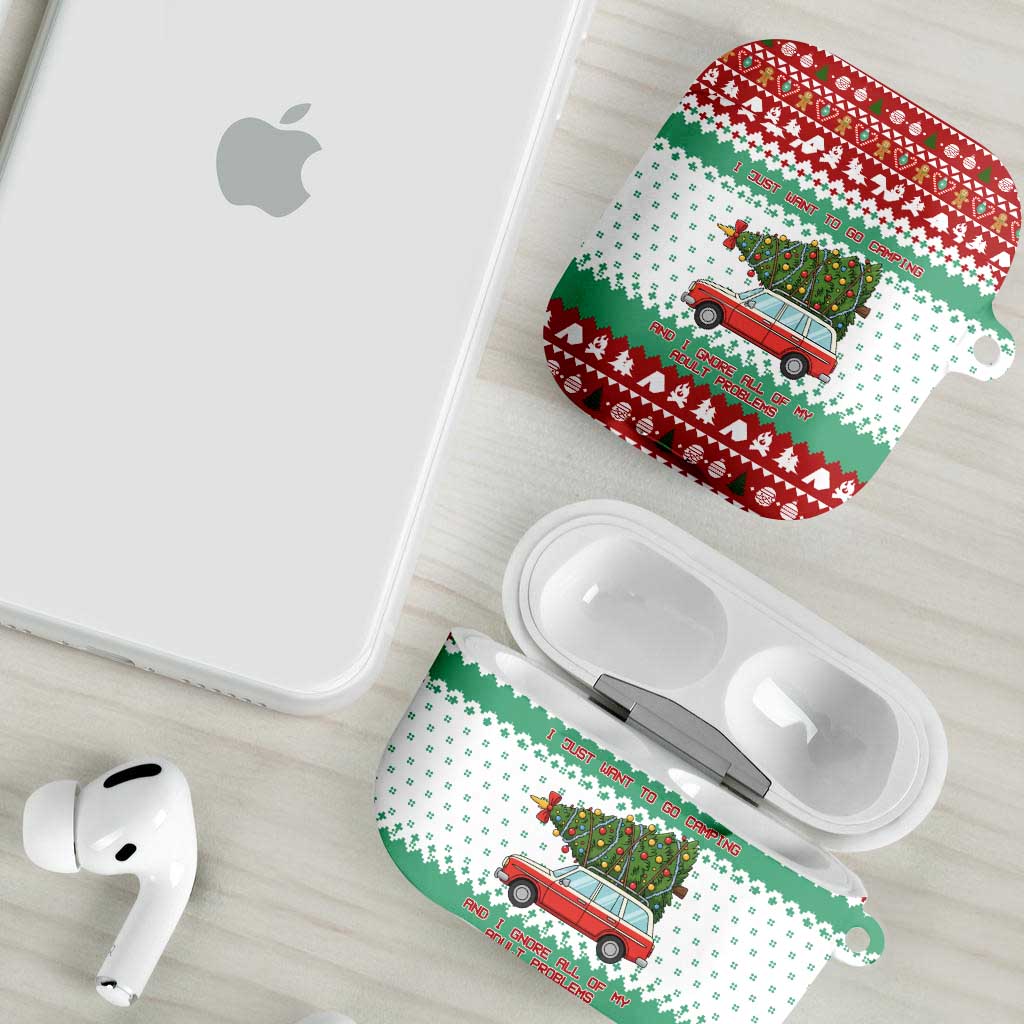 I Just Want To Camping Christmas AirPods Case Xmas Holiday Patterns - Wonder Print Shop