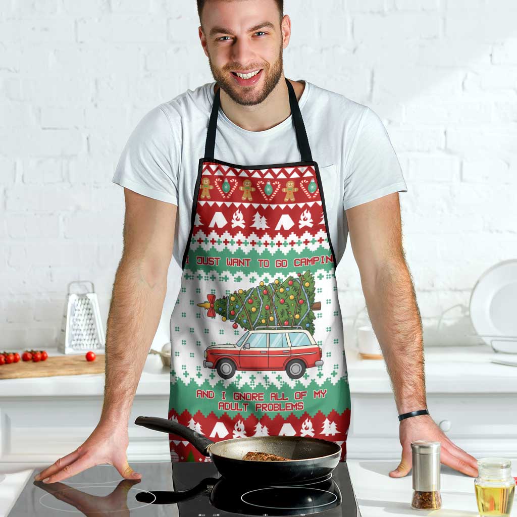 I Just Want To Camping Christmas Apron Xmas Holiday Patterns - Wonder Print Shop