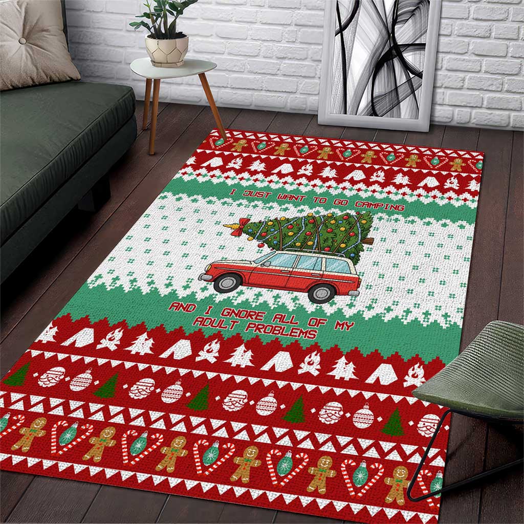 I Just Want To Camping Christmas Area Rug Xmas Holiday Patterns - Wonder Print Shop