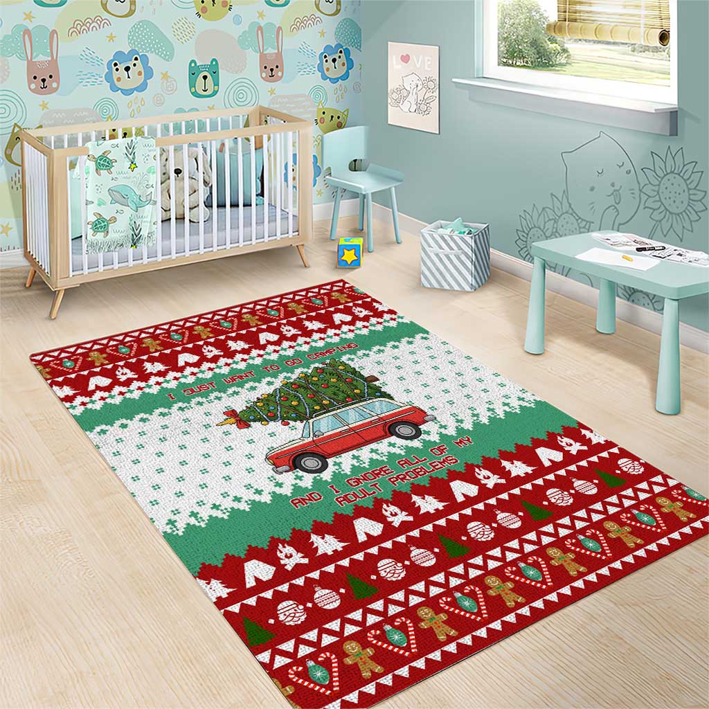 I Just Want To Camping Christmas Area Rug Xmas Holiday Patterns - Wonder Print Shop